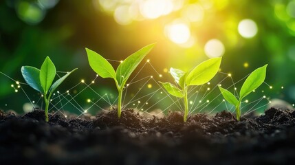 Connected Growth, Young Plants Thriving in Harmony