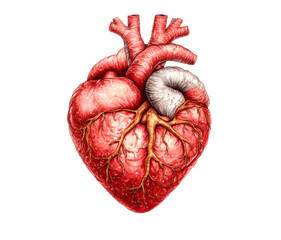 Human heart anatomy isolated on transparent background