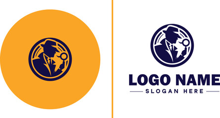 Detective Agency icon Private investigation firm Investigative agency Detective service flat logo sign symbol editable vector