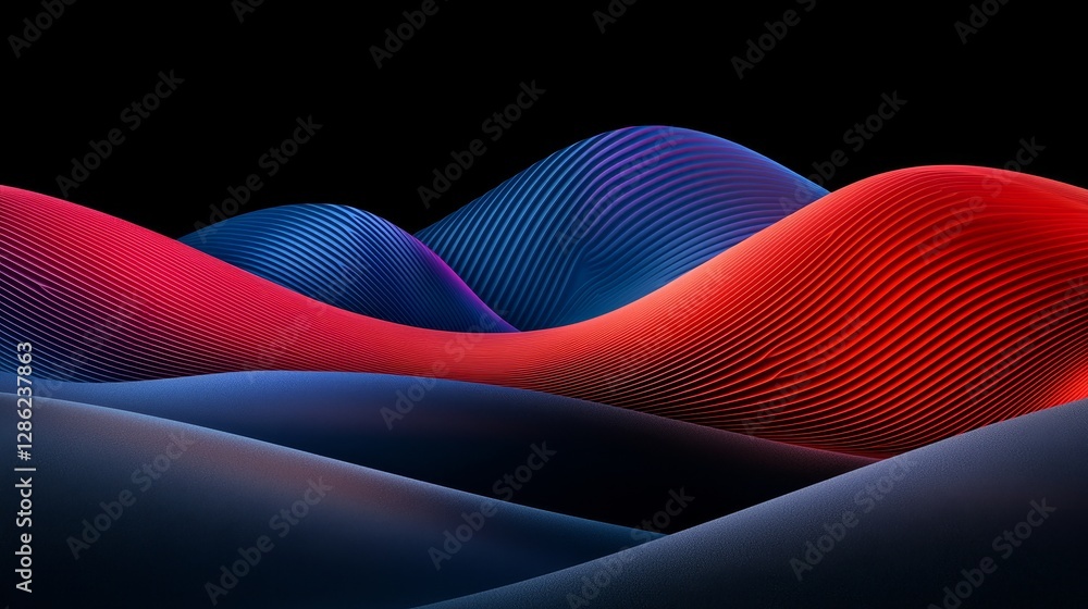 Poster an abstract simple background from a 3d render, illuminated by pink and blue neon lights