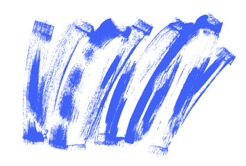 Grainy blue spiral and curly brush stroke with spray texture. Vector grunge texture with brush drawn squiggles, swirl thick line. Grunge blue background with grainy dust smears. Blue background.