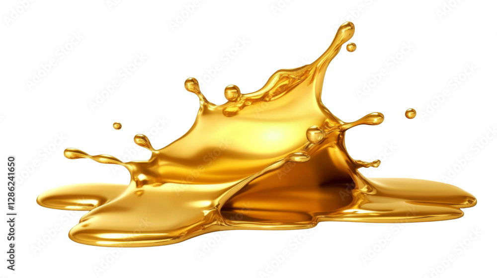Aufkleber dynamic gold liquid splash transparent background png format artistic rendering high-quality visuals