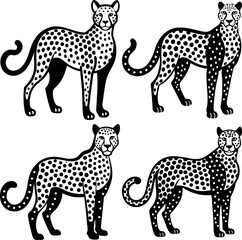 Minimalist Cheetah Silhouette Vector Icon Set Clean & Bold Design.