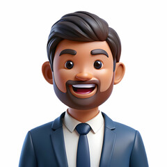 Happy Smiling Bearded Indian Businessman: Successful Lawyer & Small Business Owner in Office Portrait