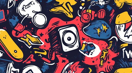 Vibrant Abstract Graffiti Style Urban Music Art Design