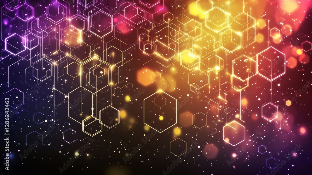 Poster an area of information particles, nano elements, and cutting-edge technology. large data sets and cy