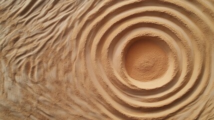 Soil and Degradation concept, Textured sand with concentric circular patterns resembling ripples.