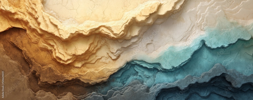 Poster soil and degradation concept, abstract layers of earth tones with soft gradients and textures resemb
