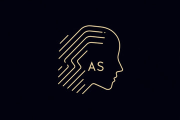 Evolving AI: A minimalist outline of a human head intertwined with digital pathways, symbolizing the fusion of intelligence and technology