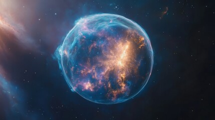 Obraz premium A hyper-detailed time-lapse of a dying planet turning into a glowing nebula