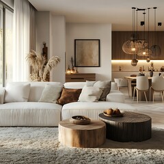 A chic home with vibrant furniture and artistic interior details image