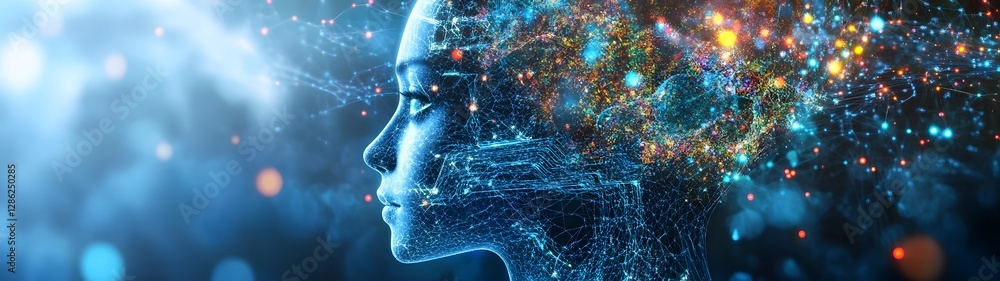 Poster Futuristic digital technology landscape with abstract powered digital elements and visuals showcasing innovation creativity and the potential of digital transformation
