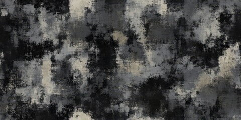 A detailed close-up of a monochromatic painting featuring intricate patterns against a deep black backdrop.