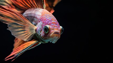 Fototapeta premium Vibrant Siamese Fighting Fish Colorful Betta Fish Close Up