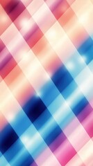 A vibrant, abstract pattern featuring a diagonal grid of pastel colors, blending shades of pink, blue, and white with a soft, glowing effect.