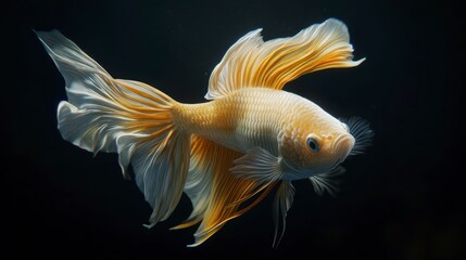 Elegant Golden Betta Fish  Aquatic Life  Underwater Photography