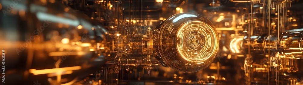 Poster Futuristic glowing digital circuit motherboard with illuminated energy patterns abstract technology innovation and modern conceptual design
