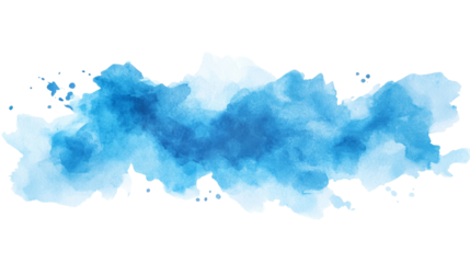 Dynamic blue watercolor splash transparent background png format white space artistic concept