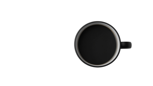 Black coffee in a plain mug on a minimalist table enhances morning tranquility and focus at home or office