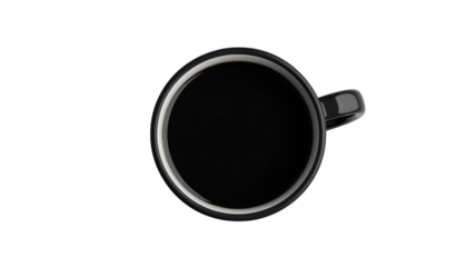 Hot black coffee in a simple black mug placed on a clean surface, inviting warmth on a chilly morning