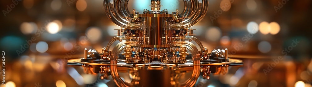 Fototapete Futuristic glowing metallic architectural structure in an ethereal sci fi inspired cyberspace dimension  This abstract dynamic and visually striking digital rendering depicts a complex