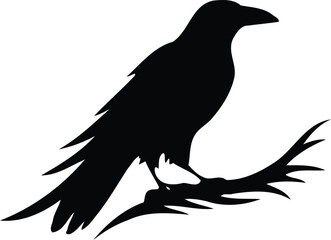 A black and white logo type raven silhouette design - raven icon design