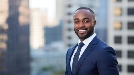 Fototapeta premium Confident Businessman Portrait in City Setting