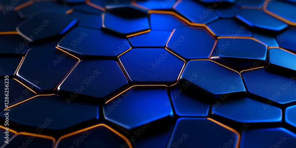 Aufkleber abstract 3d hexagonal pattern with deep blue metallic reflections symbolizing modern design innovati