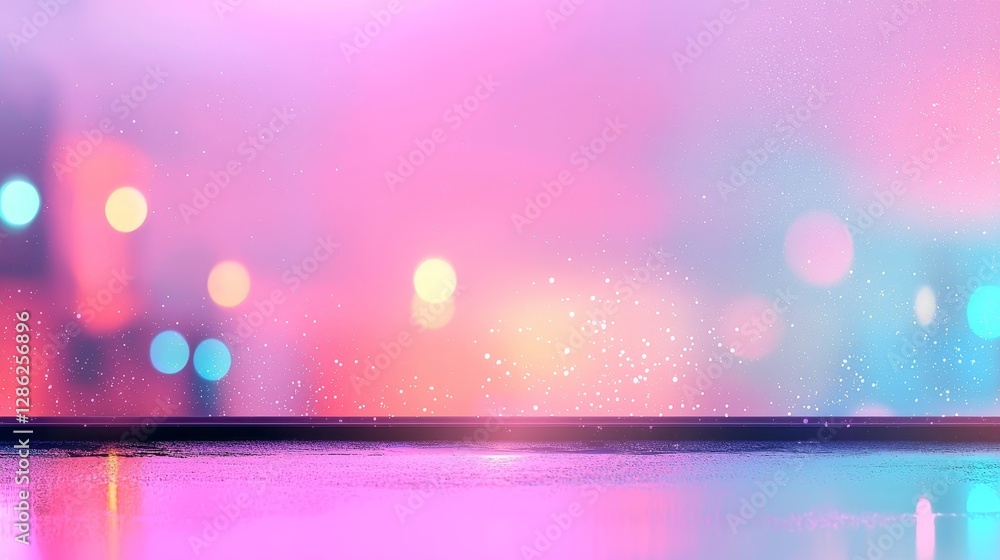 Poster with a calm light backdrop, light penetrates the facets of a diamond, creating repetitive sparkling 