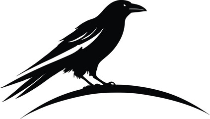 A black and white logo type raven silhouette design - raven icon design