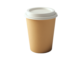 Cozy indoor setting featuring a simple brown paper coffee cup on a transparent surface