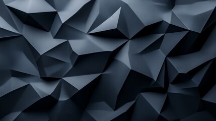 Dark polygonal metallic shards forming a fragmented geometric structure with deep shadows and high contrast creating futuristic industrial abstract texture inspired by advanced fabrication