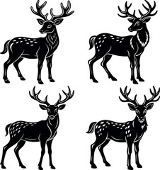 Black Deer Silhouette Vector Icon Crisp & Detailed.