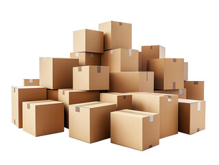 Large stack of cardboard boxes arranged neatly in a warehouse during the afternoon