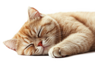 Ginger cat rests peacefully on a soft surface in a cozy indoor setting during a quiet afternoon