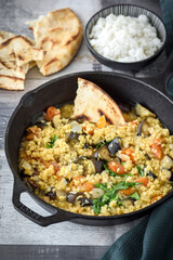 Aubergine Dhansak Served with Pita Bread