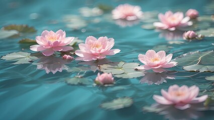"Vibrant Pink Flowers Floating Over a Pool"