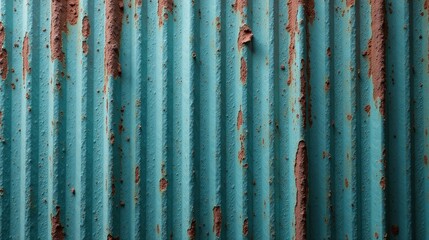 Obraz premium Teal Corrugated Metal Surface with Rust and Patina A Detailed Texture Image