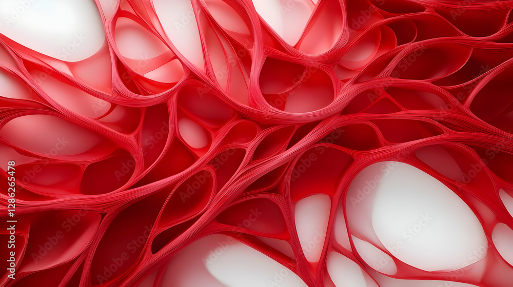 Poster abstract red shapes intertwine to create a dynamic visual that represents energy and movement, perfe