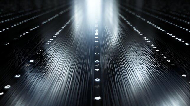An abstract image of a black, textured surface with binary code and a glowing light.
