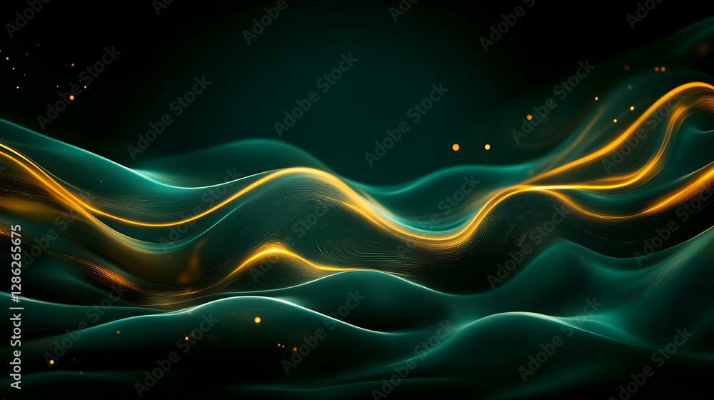 Poster abstract waves of light create a stunning visual with flowing patterns and vibrant colors, perfect f