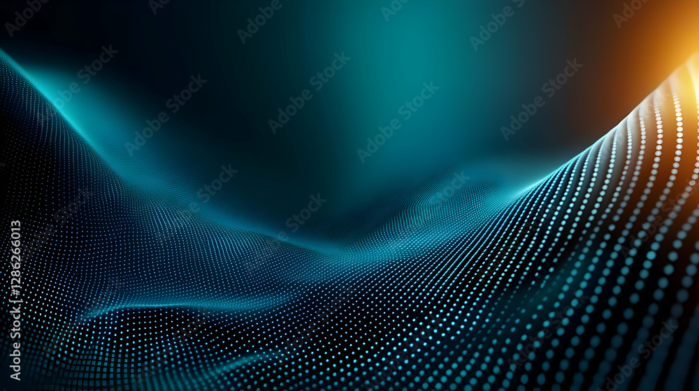 Poster an abstract digital wave pattern with vibrant colors and a modern design, perfect for backgrounds an