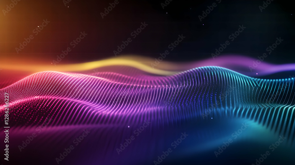 Poster an abstract wave of colorful light patterns creates a mesmerizing digital landscape, perfect for bac