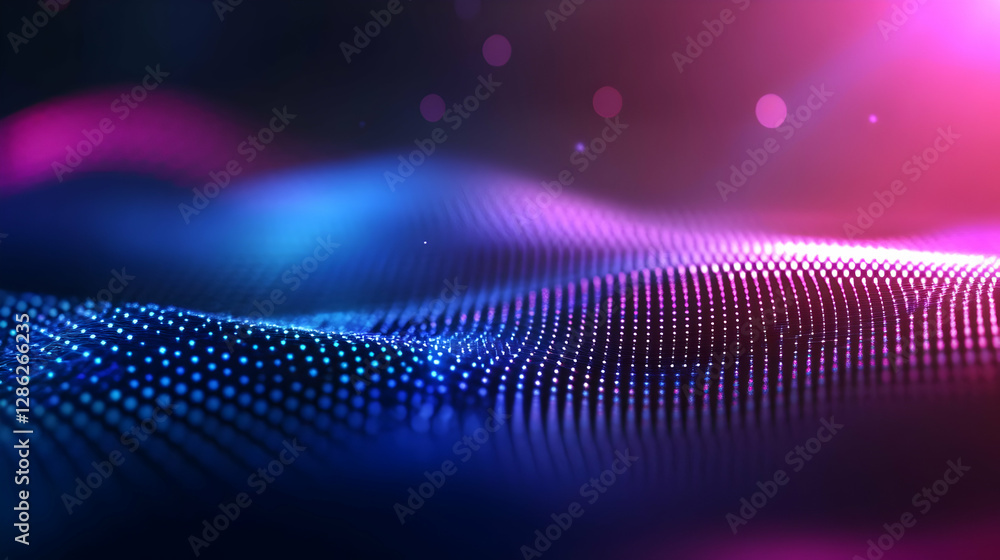 Poster an abstract visualization of vibrant waves with glowing colors and depth, perfect for backgrounds an