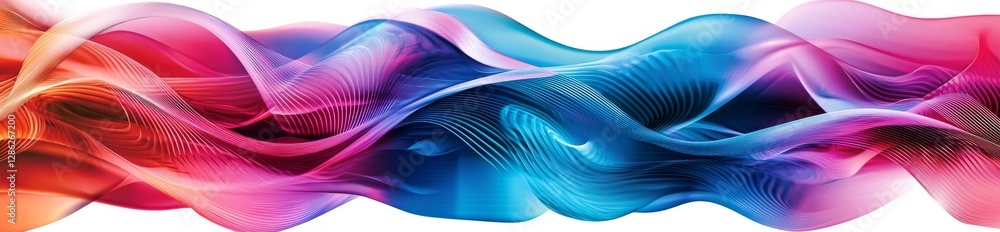 Poster a visually engaging design element with colorful abstract lines, geometric patterns, and wireframes