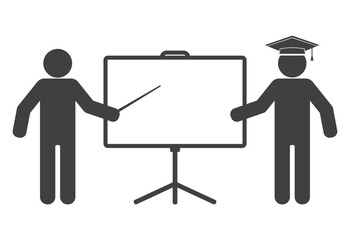 lecturer  with student near blackboard icon © Igarts