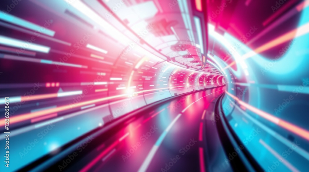 Poster abstract futuristic tunnel background with glowing depth and sci-fi perspective.