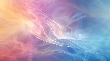 Obraz premium A soft, dreamy background with flowing, translucent lines in shades of pink, blue, and yellow.