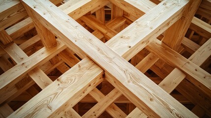 Abstract Wooden Structure Interlocking Beams and Geometric Design