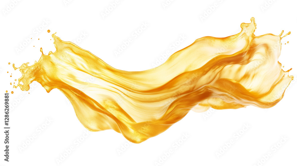 Aufkleber flowing golden liquid splash transparent background png format artistic display fluid dynamics conce